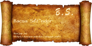 Bacsa Sándor névjegykártya
