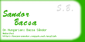 sandor bacsa business card